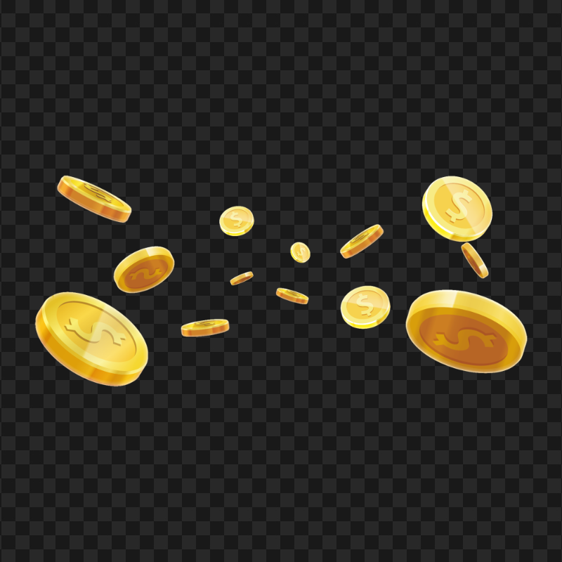 PNG Floating Falling Gold Dollar Coins Illustration