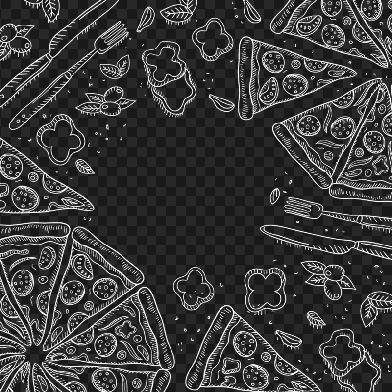 PNG Food Pizza Burger White Sketch Illustration