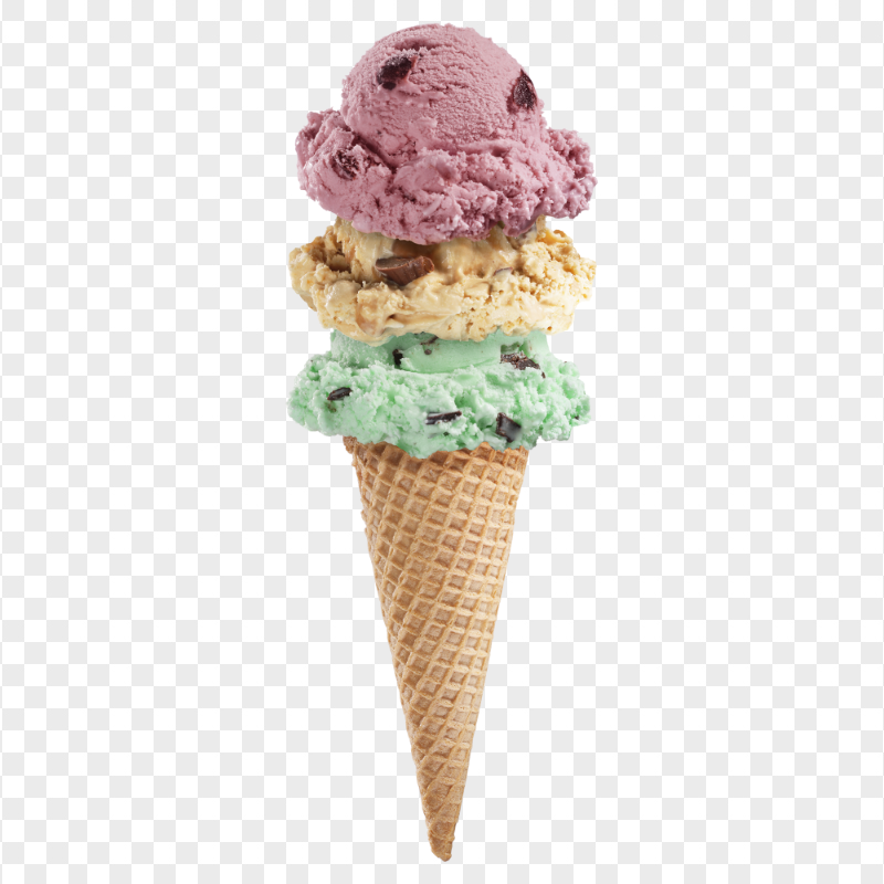 PNG Frozen Ice Cream Cone Three Scoops