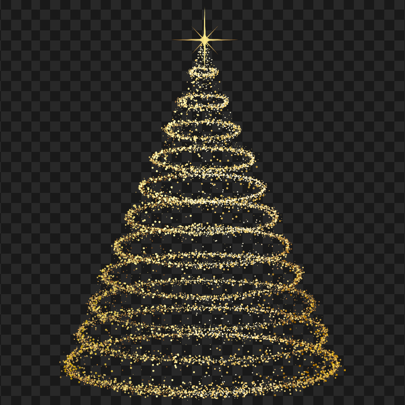 PNG Gold Glitter Christmas Tree Shape