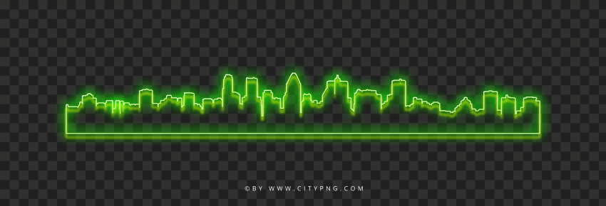 PNG Green Neon City Silhouette
