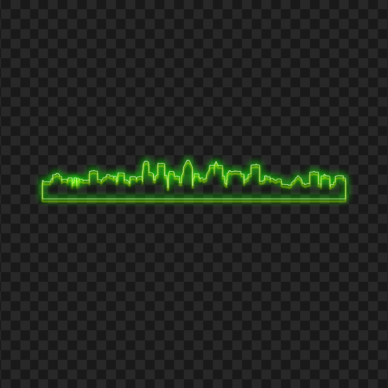PNG Green Neon City Silhouette