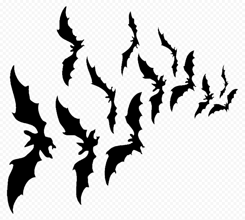 PNG Halloween Black Bats Silhouette Flying