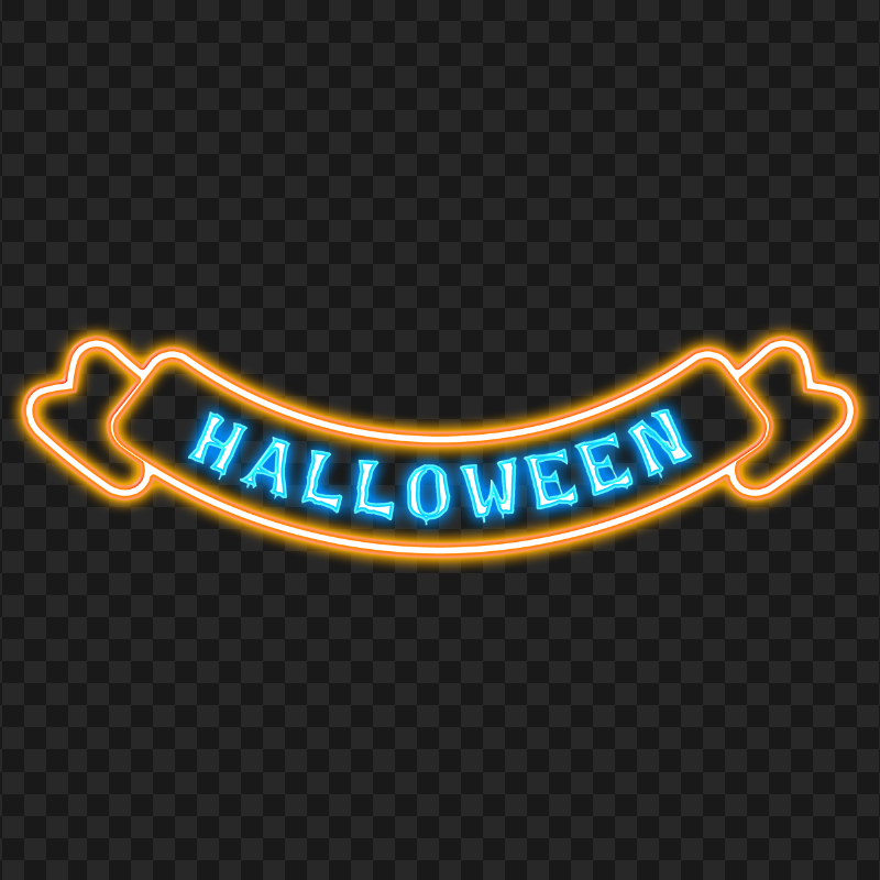 PNG Halloween Neon Orange & Blue Ribbon Logo