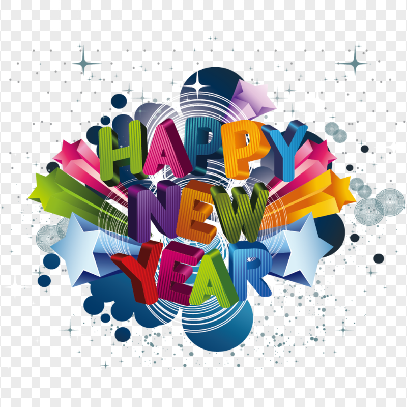 PNG Happy New Year Colorful 3D Illustration