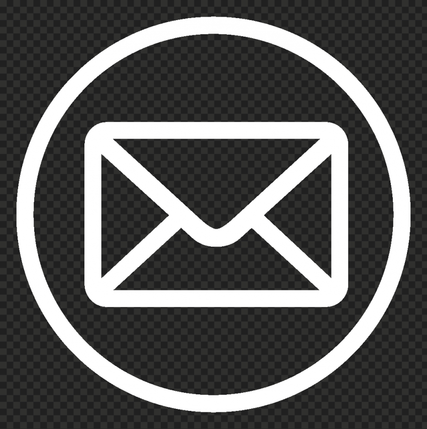 PNG Mail Email Address Round Outline White Icon