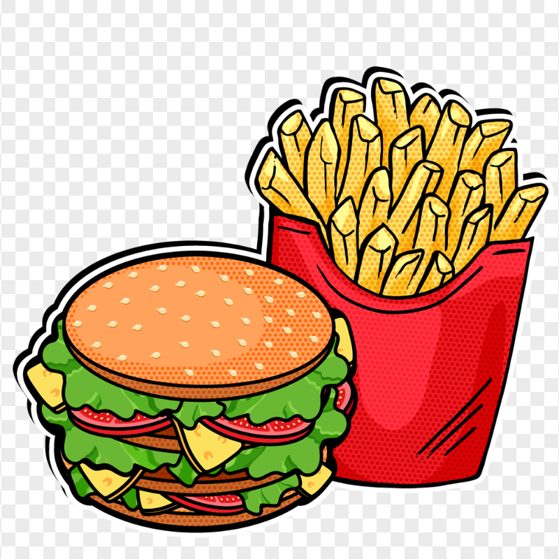 PNG Pop Art Hamburger And French Fries