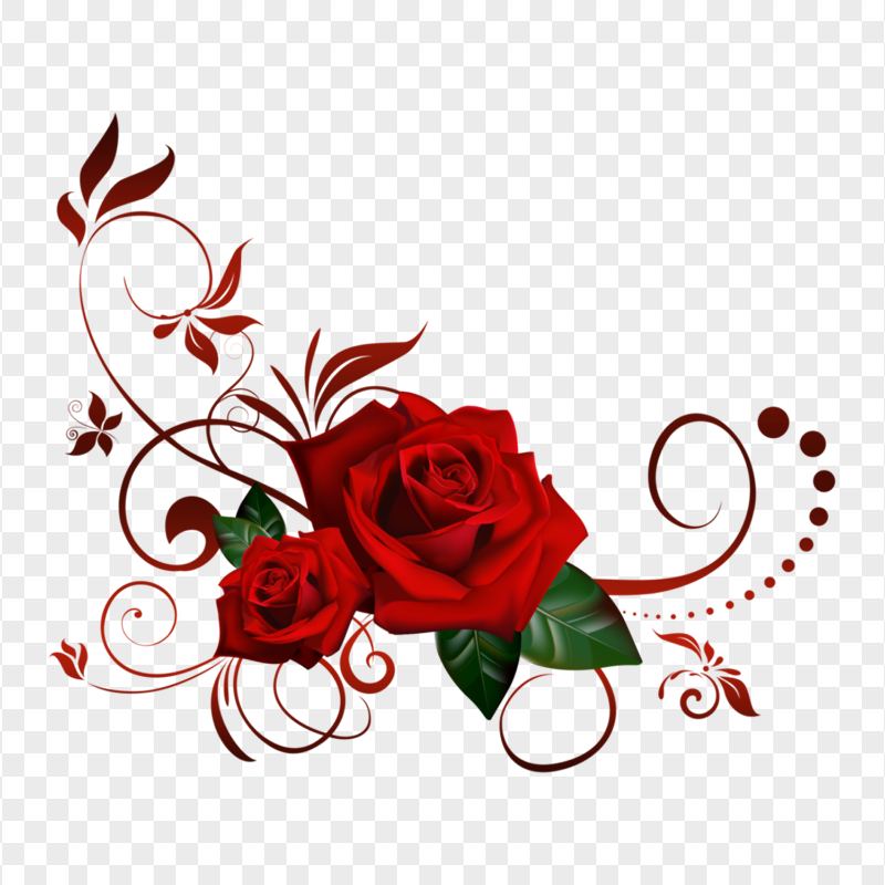PNG Red Roses Corner Illustration
