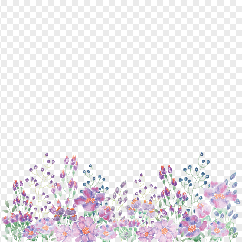 PNG Watercolor Hand Painted Purple Flowers