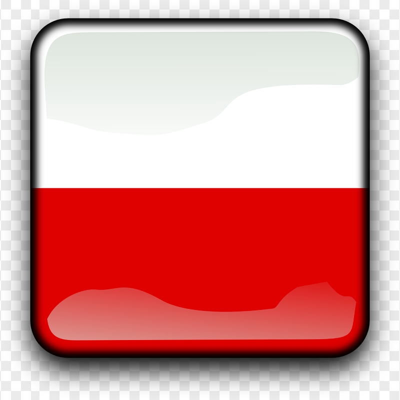 Poland POL Square Glossy Button Icon Flag PNG