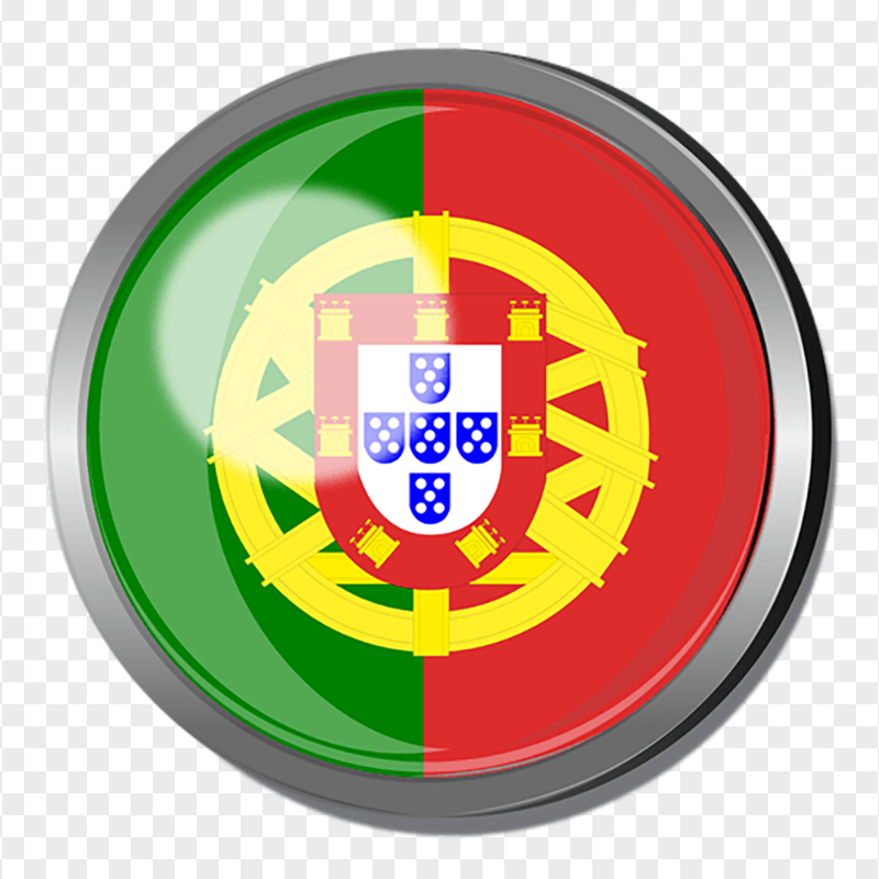 Portugal Flag Round Glossy Framed Icon PNG