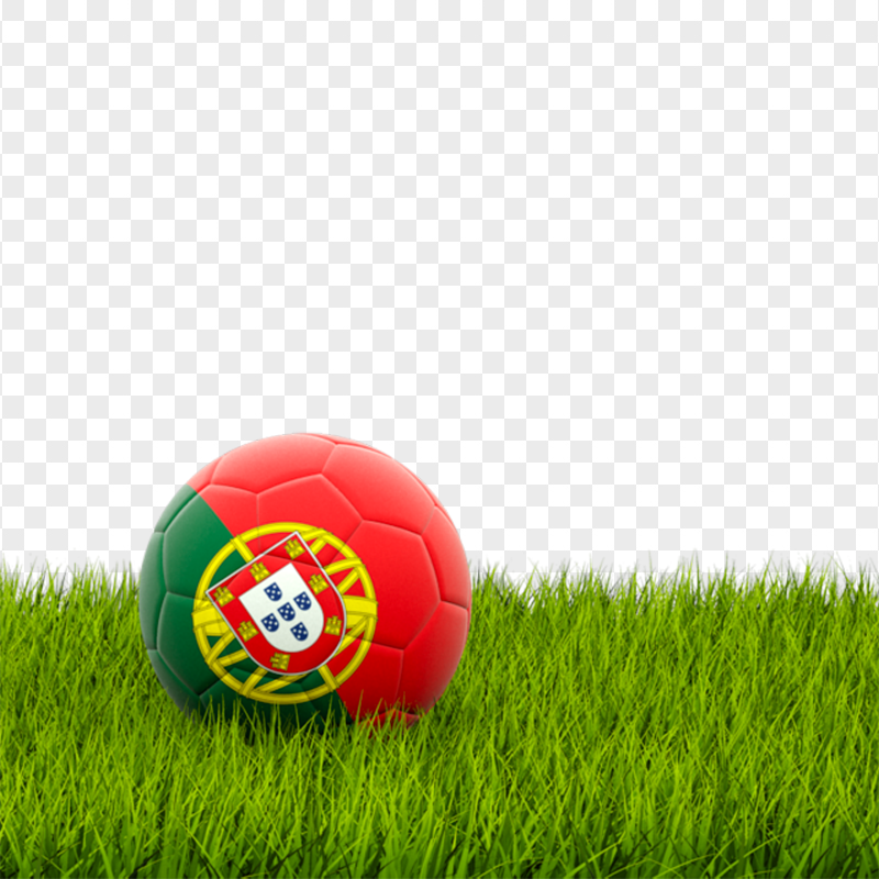 Portugal Flag Soccer Ball On Green Grass PNG Image