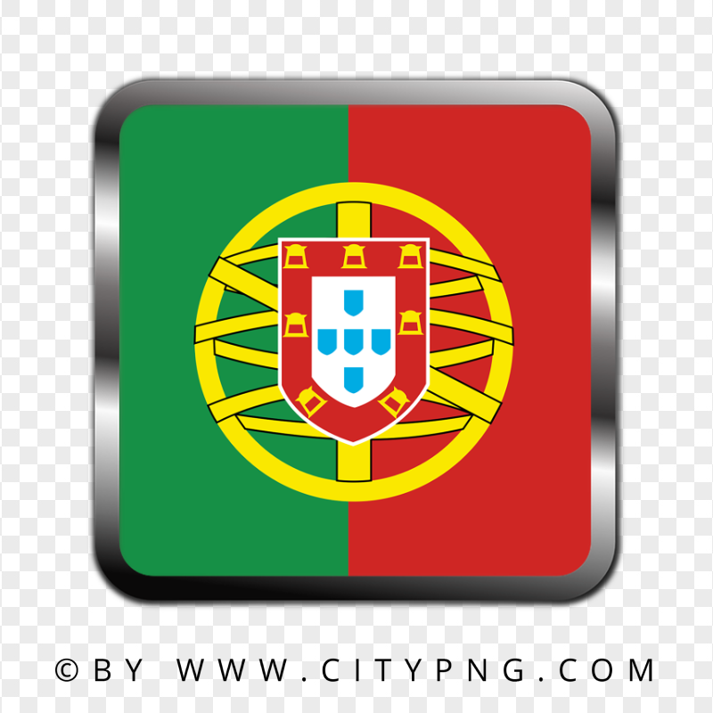 Portugal Square Metal Framed Flag Icon HD PNG
