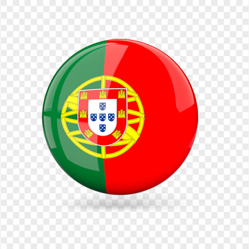 Portuguese Portugal Glossy Round Flag Icon PNG