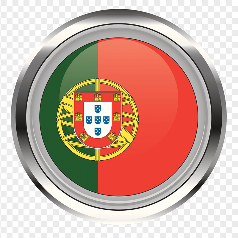 Portuguese Round Metal Framed Flag Icon PNG