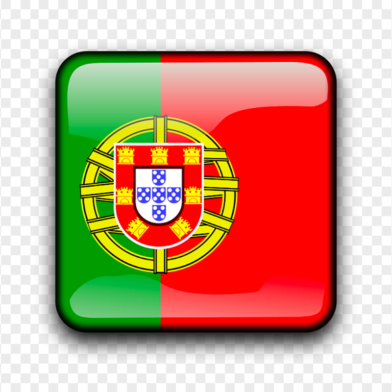 Portuguese Square Glossy Flag Icon PNG