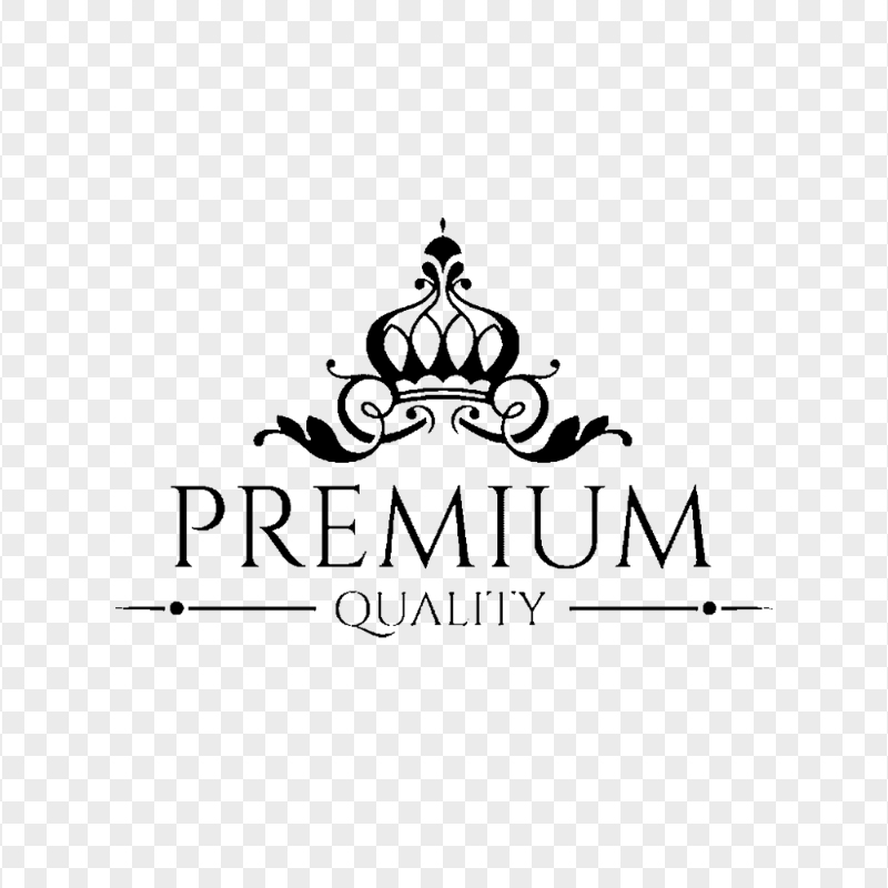 Premium Quality With Crown Black Sign PNG Image