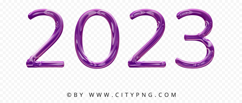 Purple 2023 Glossy Text Logo Transparent Background
