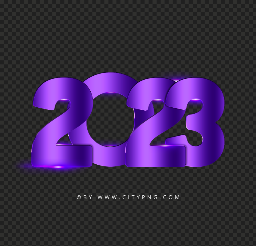 Purple 2023 Text Date Design With Flare Effect PNG