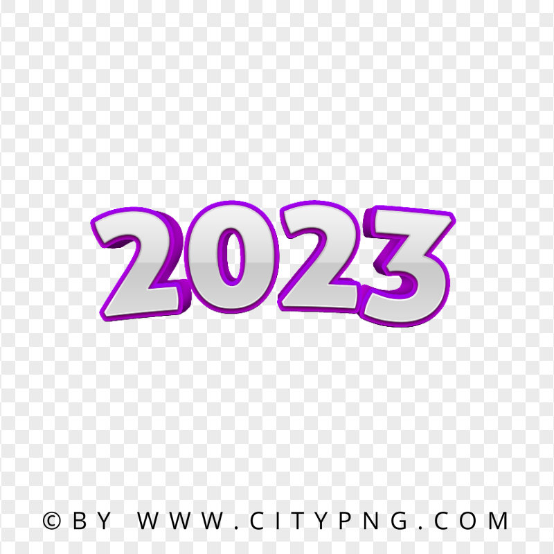 Purple 3D 2023 Text Numbers PNG