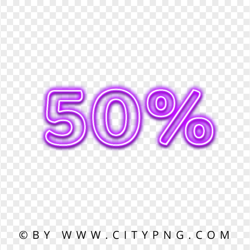 Purple 50% Percent Glowing Neon PNG