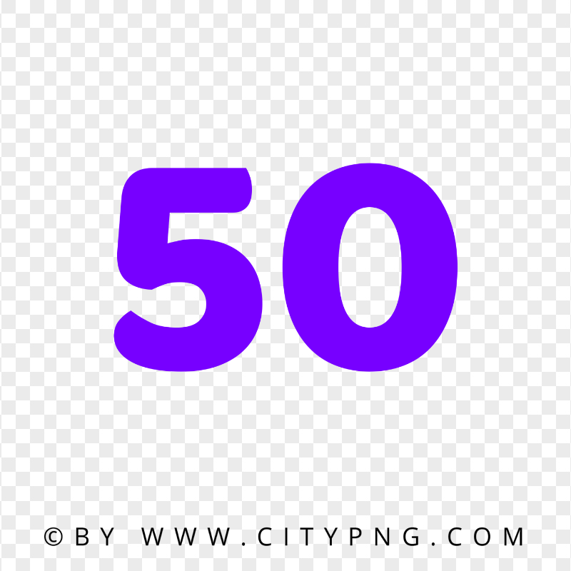 Purple 50 Text Number Transparent Background