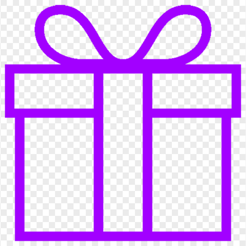 Purple Line Outline Gift Box Icon FREE PNG