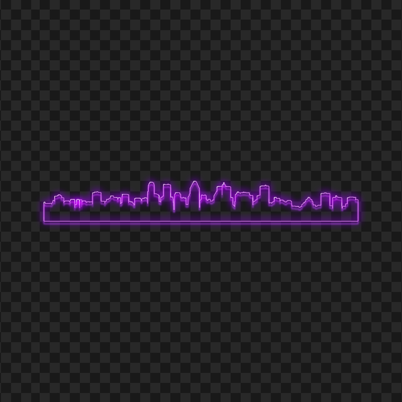 Purple Neon City Silhouette PNG Image