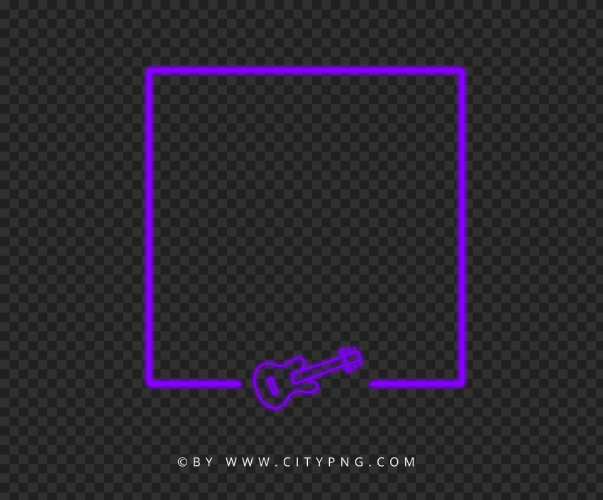 Purple Neon Frame With Guitar Shape Image PNG