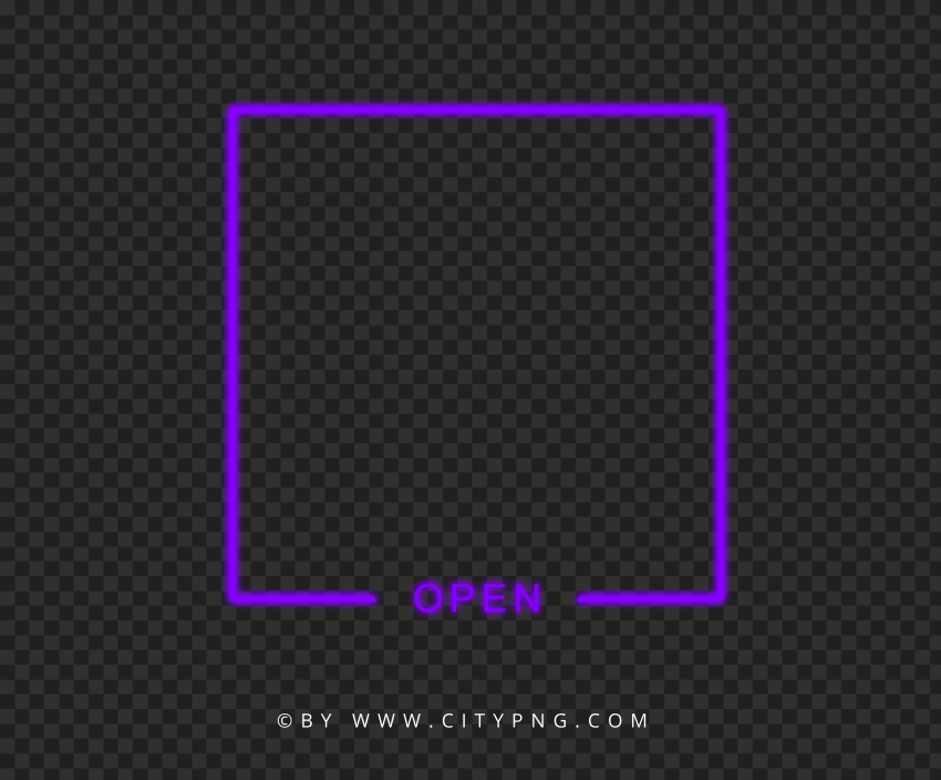 Purple Neon Frame With Open Sign PNG