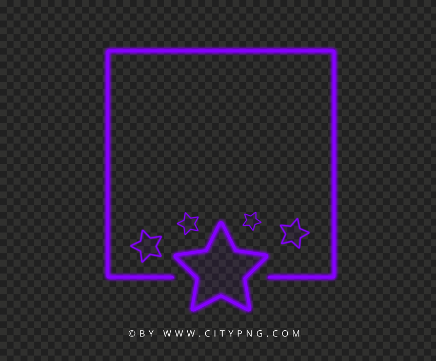 Purple Neon Frame With Stars PNG Image
