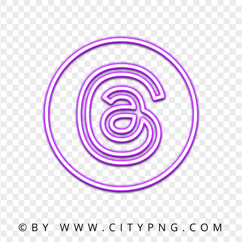 Purple Threads Neon Glowing App Logo Icon PNG