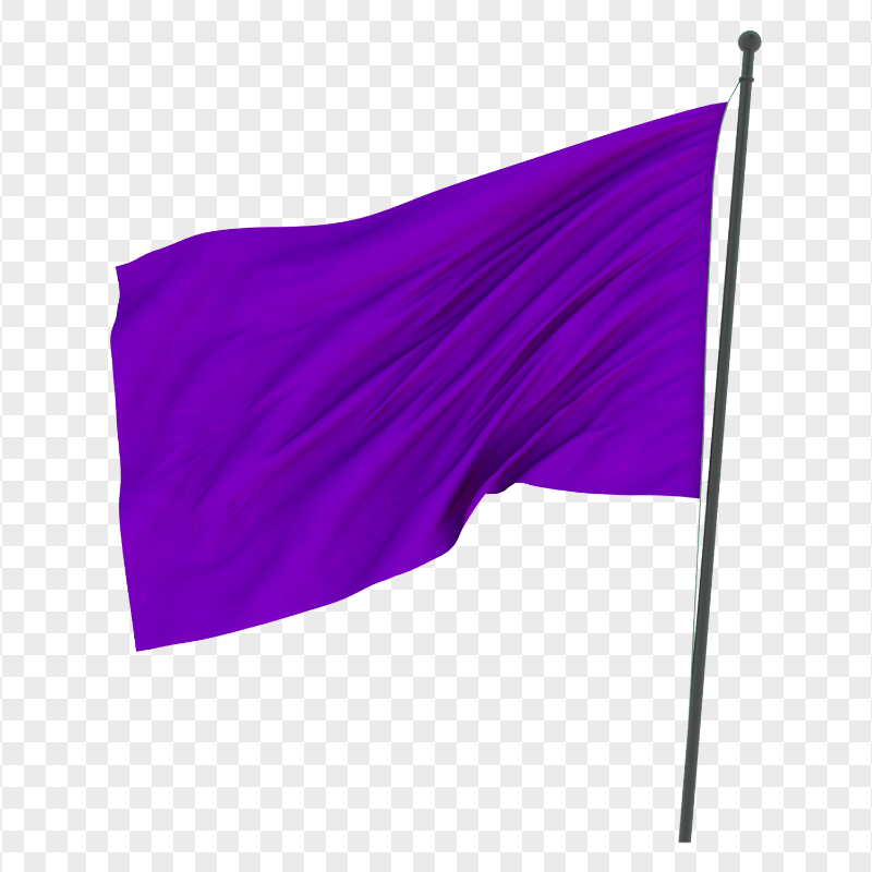 Purple Waving Blank Flag On Pole HD PNG