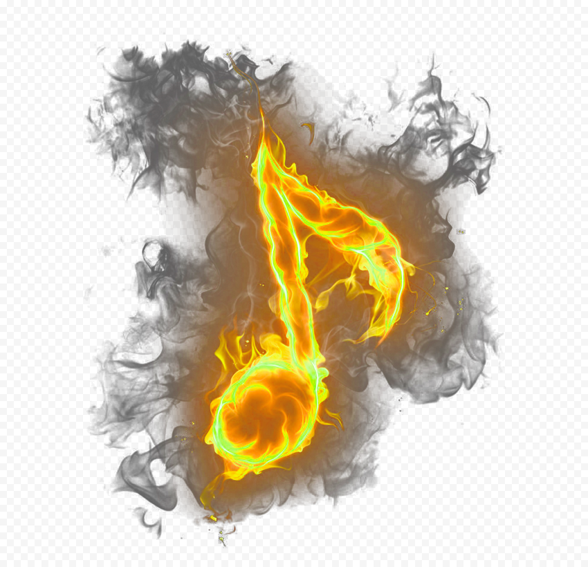 Quaver Music Note Symbol On Fire PNG Image