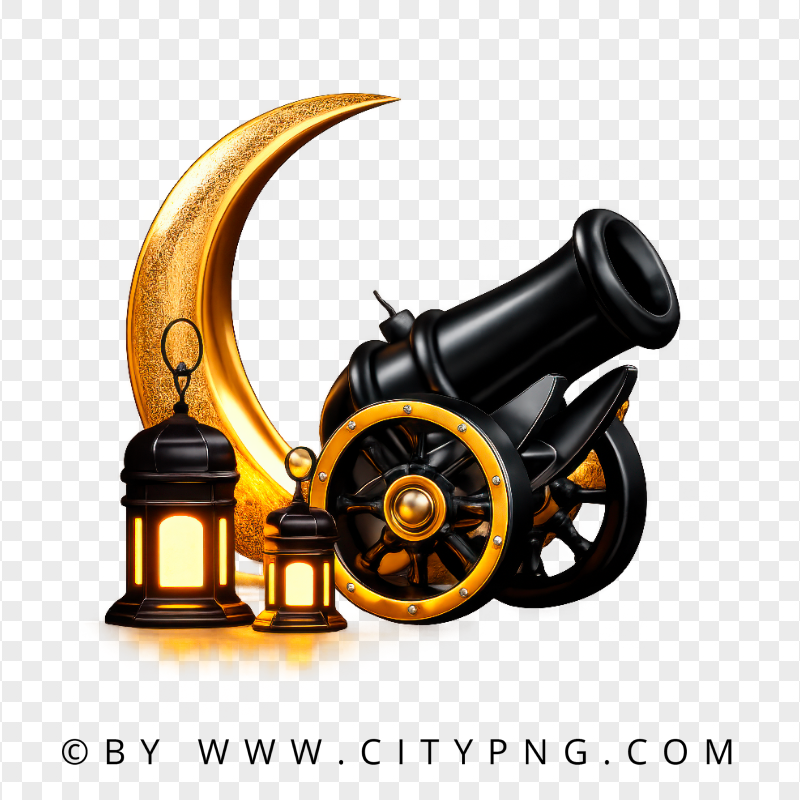 Islamic Ramadan Cannon with Moon and Lanterns