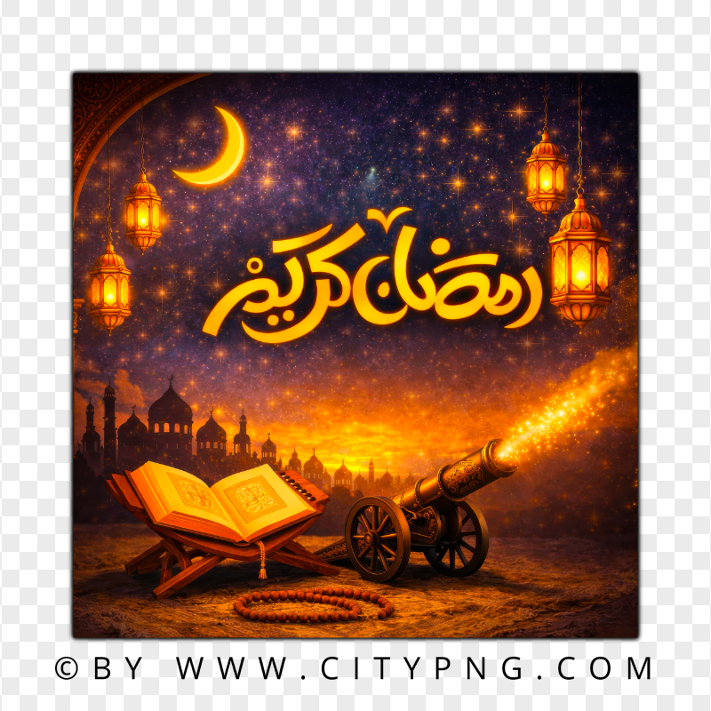 Gold Ramadan Kareem Arabic Holiday Greeting