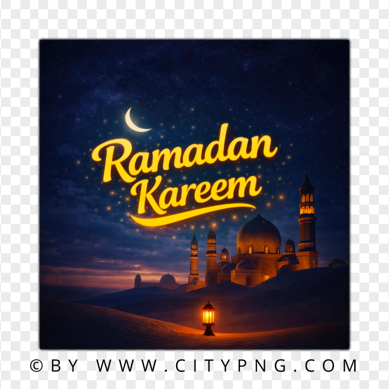 Ramadan Kareem Blue Sky Mosque Celebration Poster