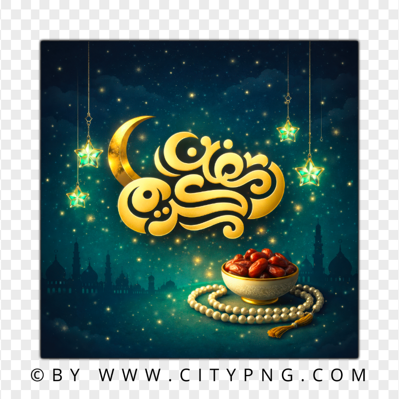 Gold Ramadan Kareem Islamic Night Greeting