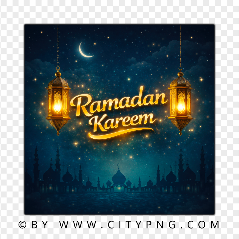 Ramadan Kareem Islamic Lantern Night Sky Card