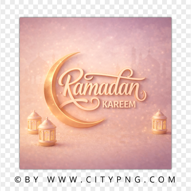 Pink Gold Ramadan Kareem Calligraphy Greeting Design
