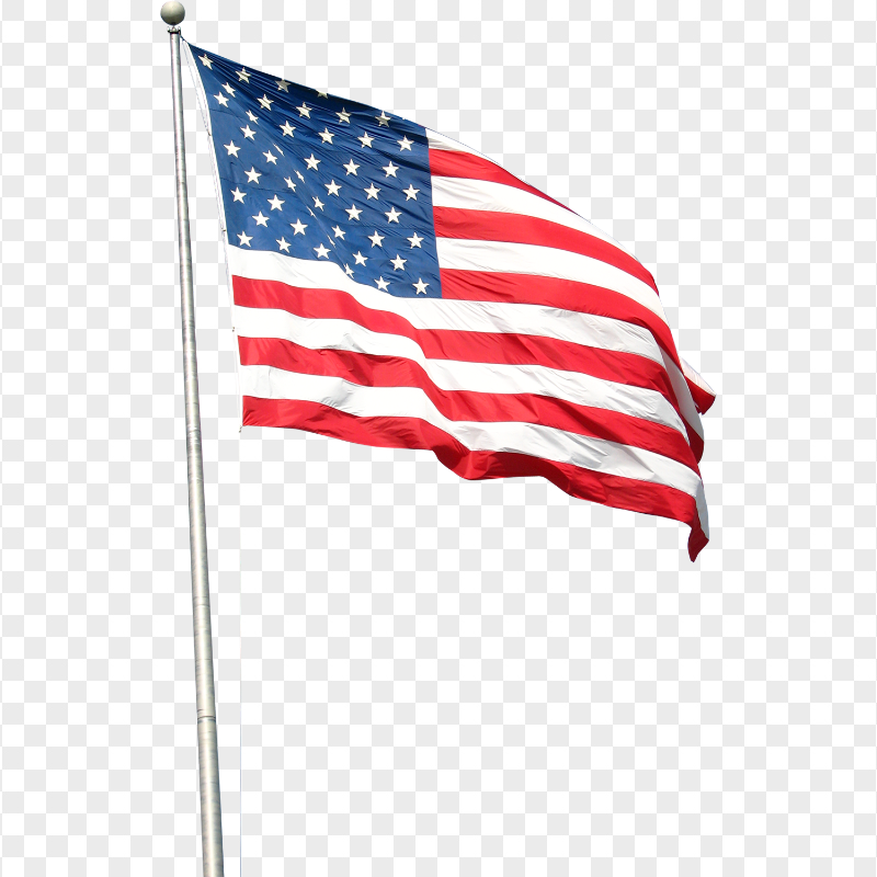 Realistic Waving USA American Flag On Pole