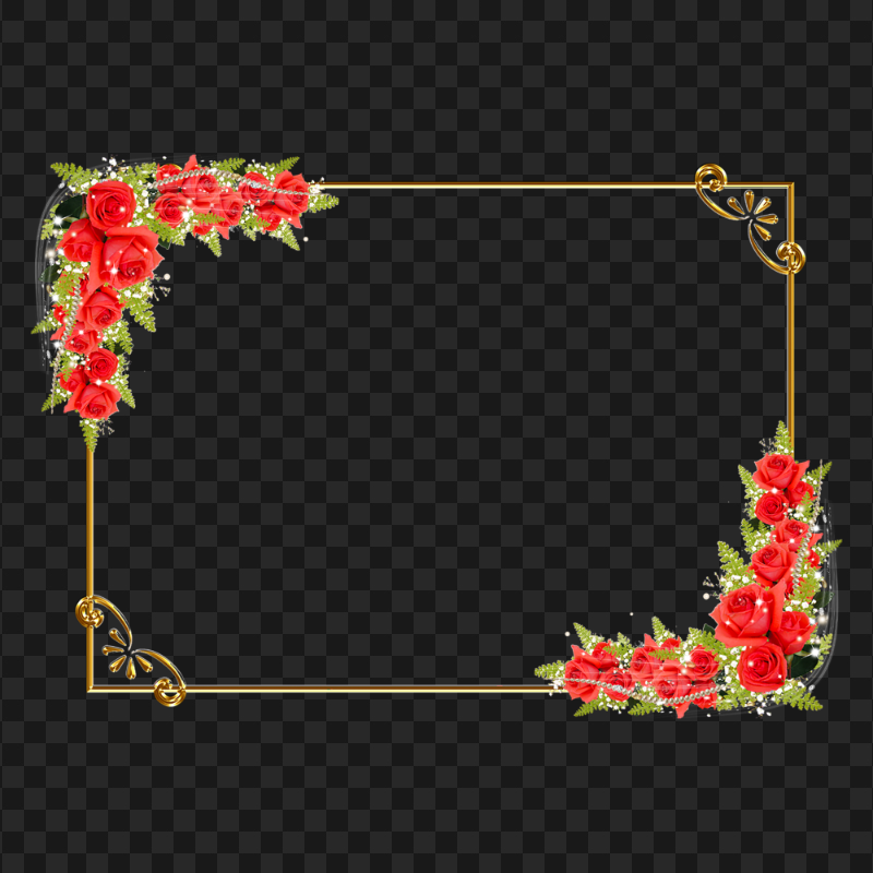 Red Roses Rectangular Vertically Vertical Roses Floral Frame HD Transparent PNG | Citypng