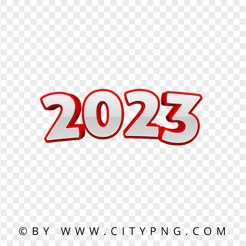 Red 3D 2023 Text Numbers Image PNG