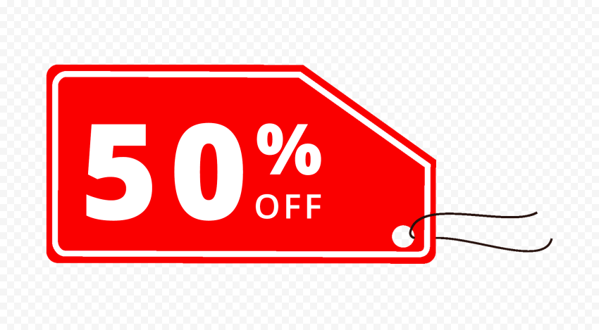 Red 50% Off Tag Label Sign Logo HD PNG