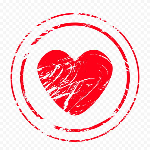 Red Circle Shape Contains Heart Stamp PNG