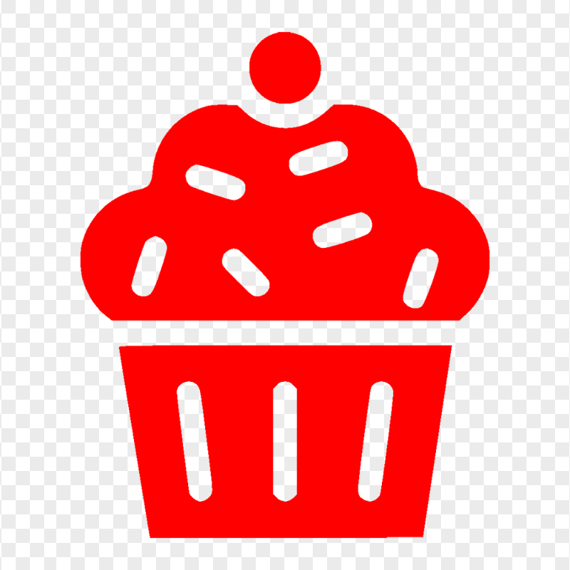 Red Cupcake Muffin Silhouette Icon PNG