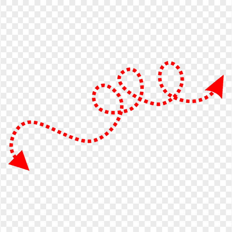 Red Curved Dashed Arrow With Two Ends