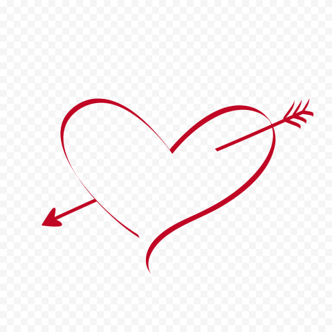 Red Drawing Heart Arrow Silhouette Love Sign PNG