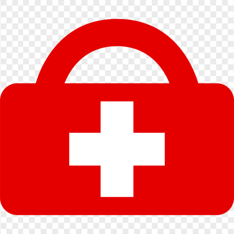 Red Emergency First Aid Bag White Cross Icon