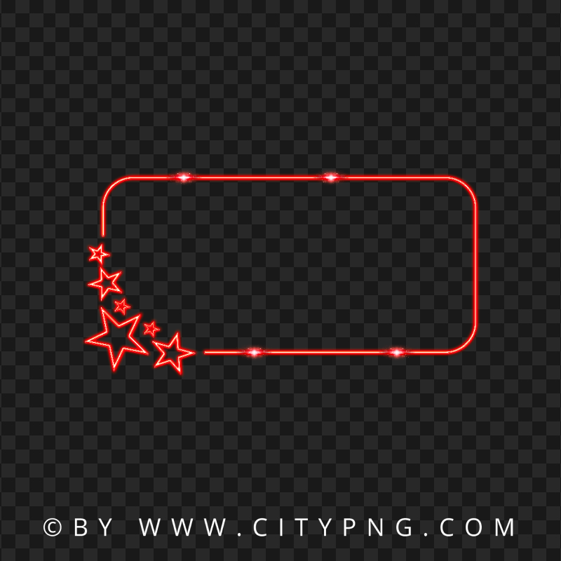 Red Flare Stars Neon Frame HD PNG